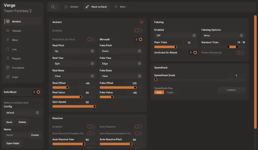Verge HvH menu screenshot